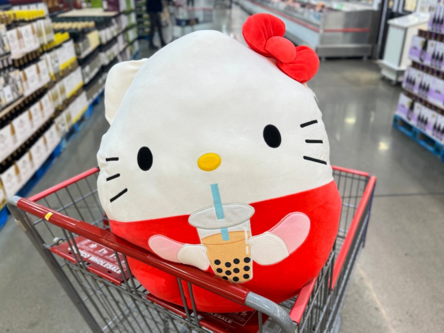hello kitty with boba in costco shopping cart