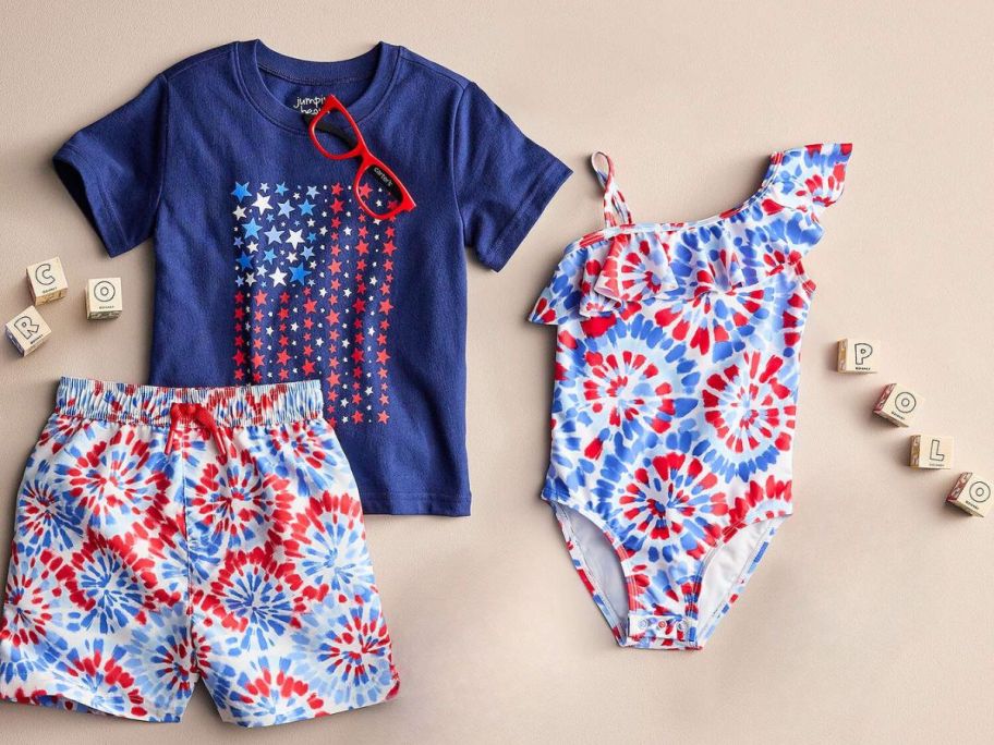 jumping beans red white and blue swimwear