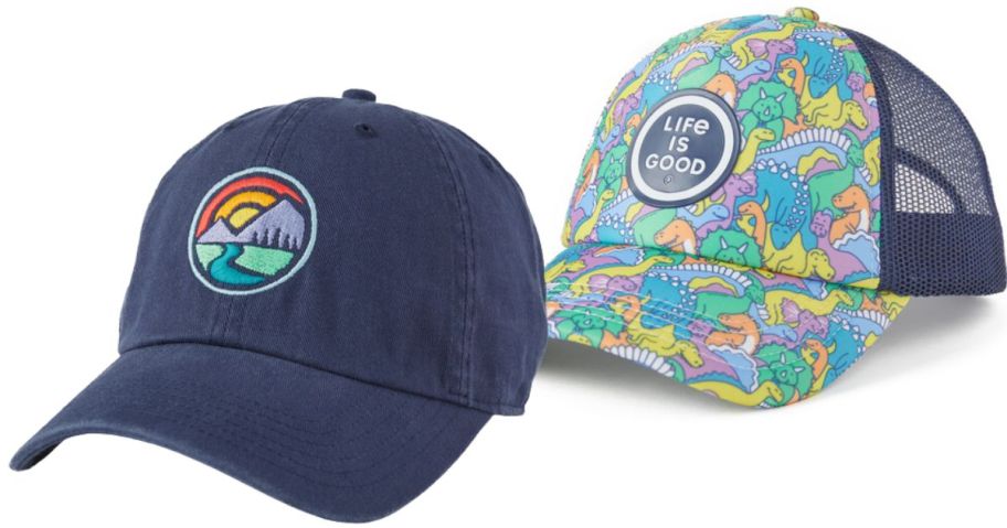 life is good baseball caps in different colors and prints