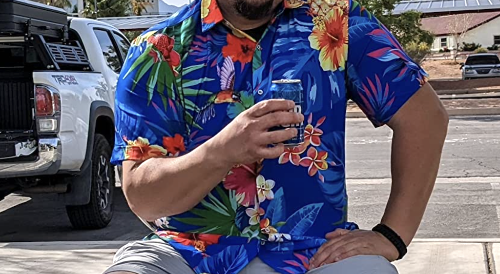 man wearing Hawaiian shirt 