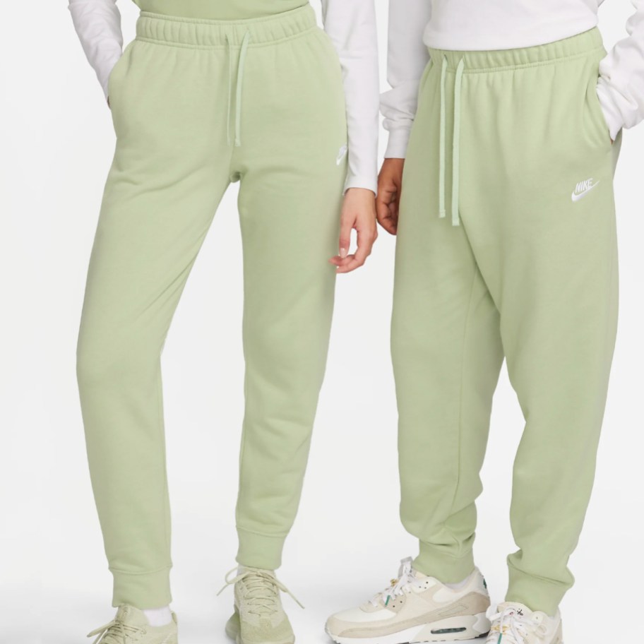 two women in sage green joggers