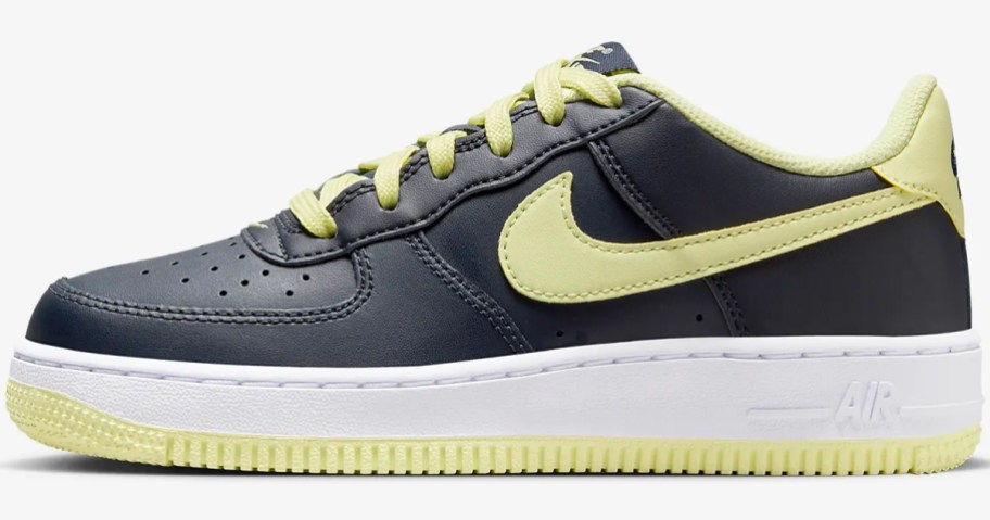 nike kids air force yellow and black shoes