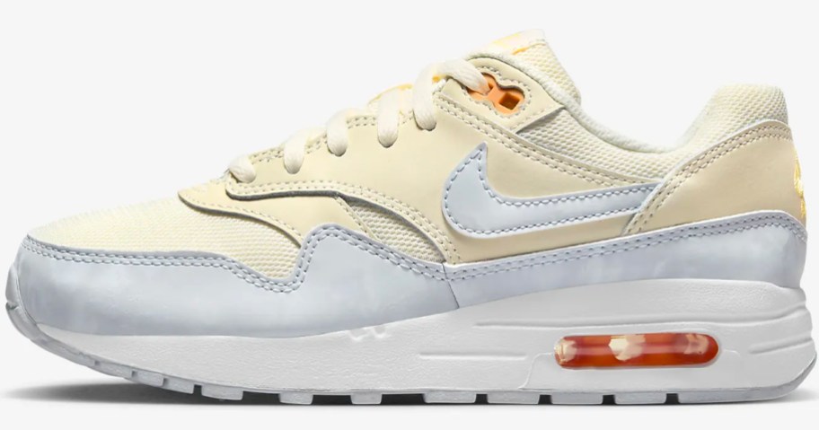 pale yellow and white nike air max kids shoe