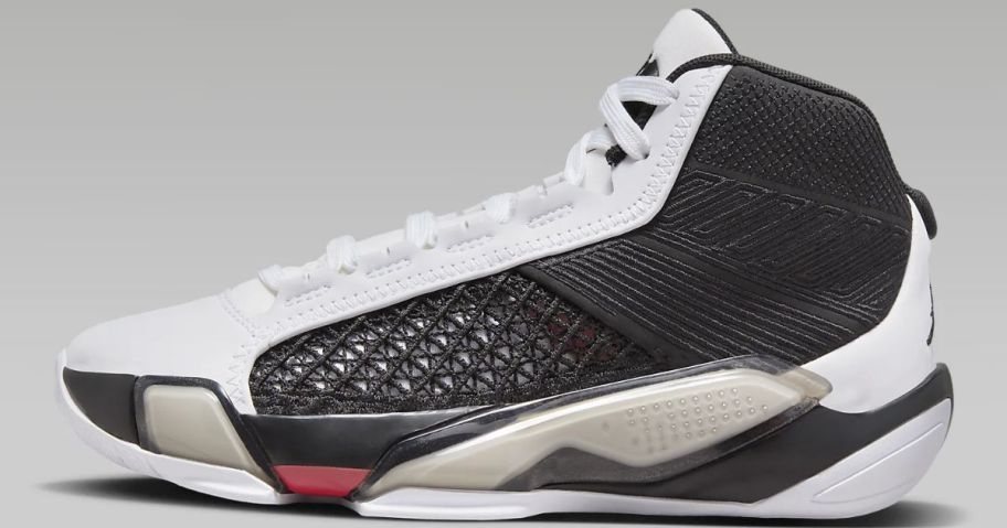 black white, red high top Air Jordan kid's shoes