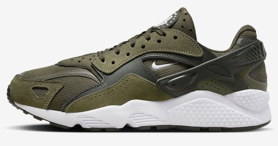 olive green and white men's Nike shoe