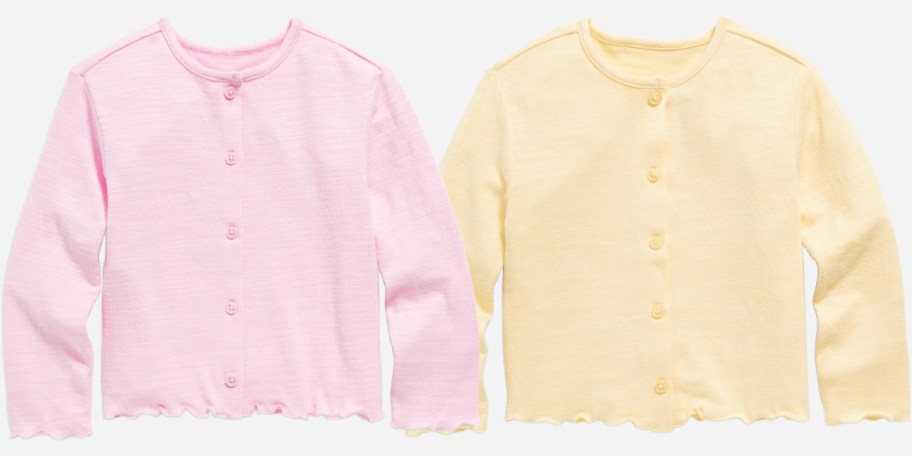 toddler girls yellow and pink cardigans