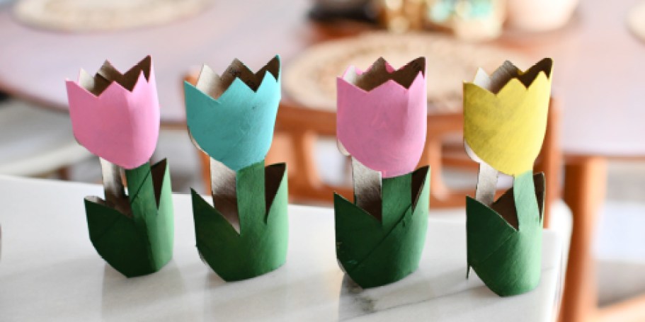 Make Spring Cardboard Flowers Using Toilet Paper Rolls!