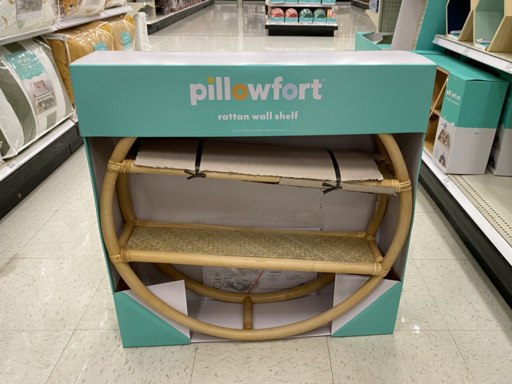 pillowfort rattan self in its box on the floor