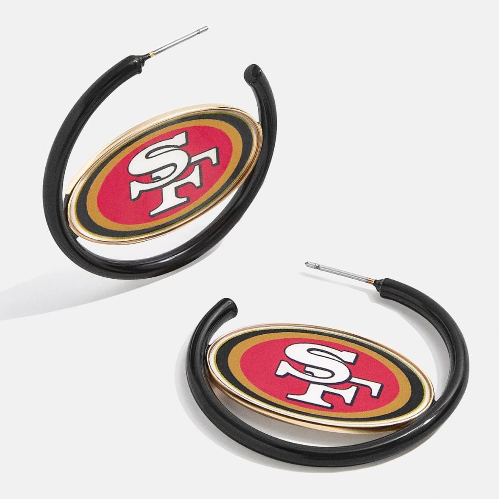 a pair of san francisco 49rs hoop earrings