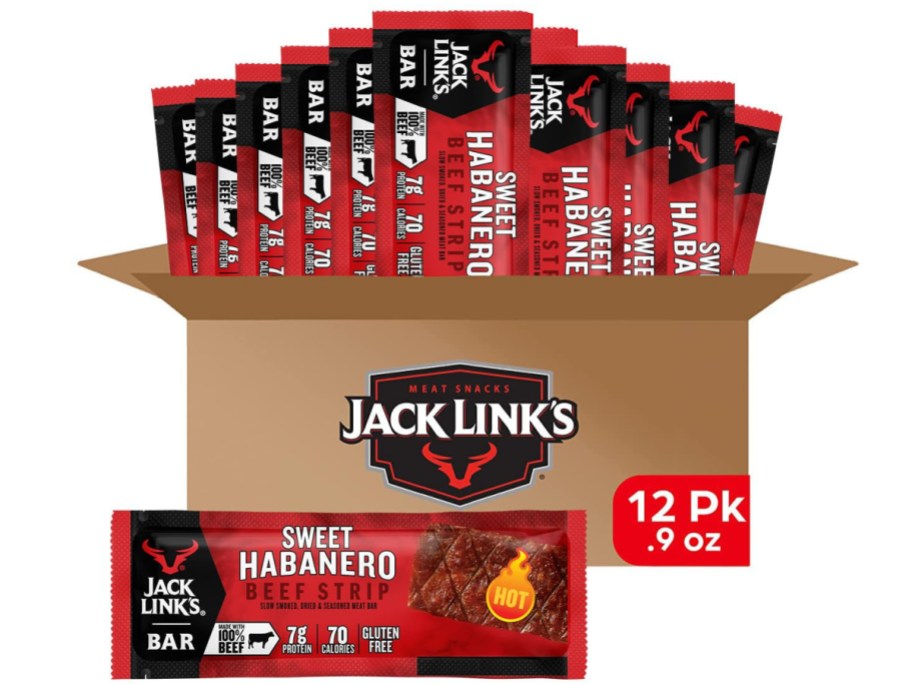 stock image of Jack Link's Protein Bars - Sweet Habanero 12 Count in its box