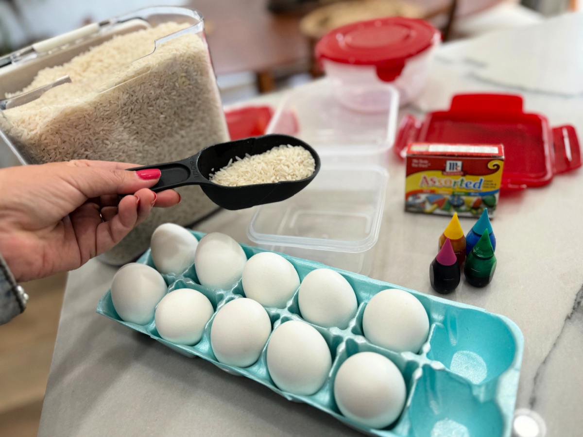 supplies for dying rice using rice