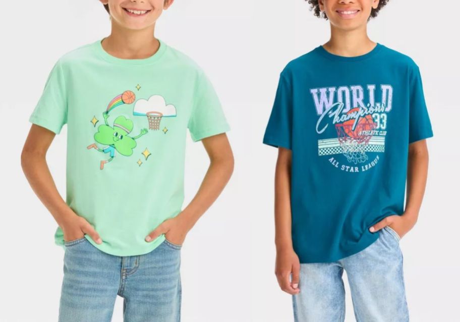 two boys wearing clearance tees from target