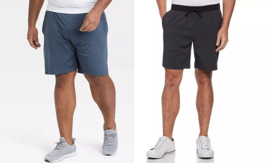 two male models wearing shorts from target