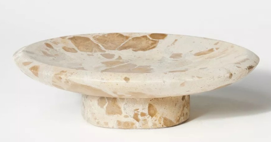 marble looking ceramic pedestal bowl