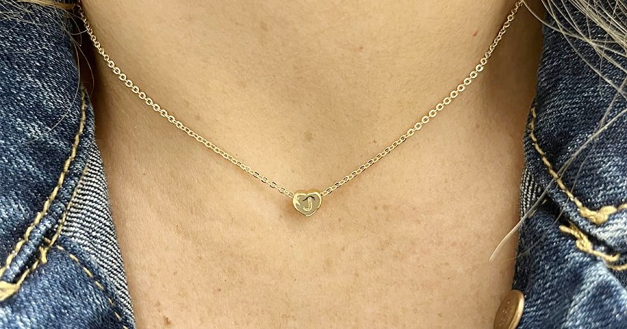 14K Gold Plated Initial Heart Necklace Only $5 Shipped for Prime Members