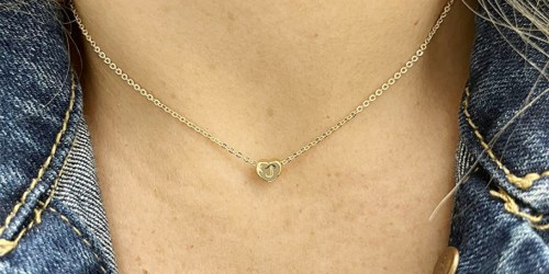 14K Gold Plated Initial Heart Necklace Only $5 Shipped for Prime Members