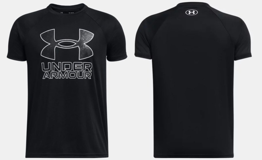 front and back image of under armour boys tee