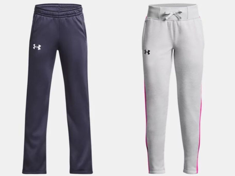 blue and gray under armour sweatpants
