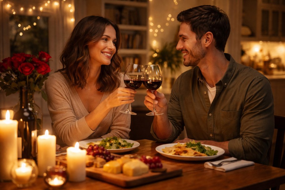 couple enjoying valentine's day dinner together