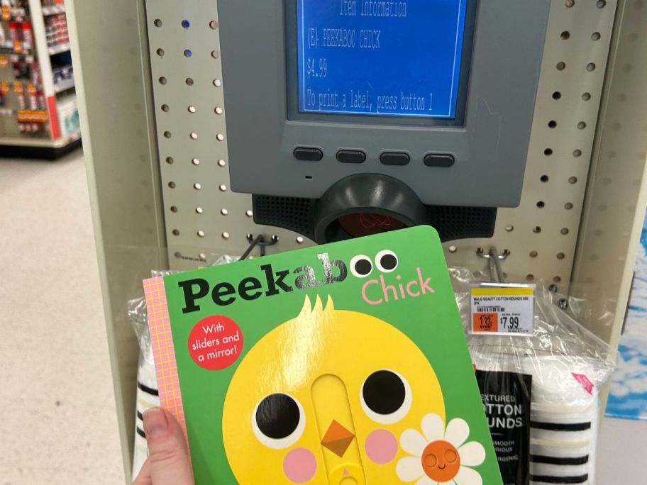 easter book being held up by price scanner