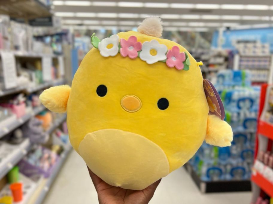 Easter Squishmallows Tristan Chick in person's hand
