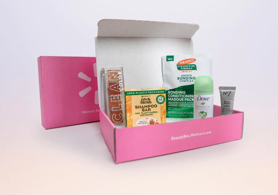 stock image of a spring walmart beauty box filled with items