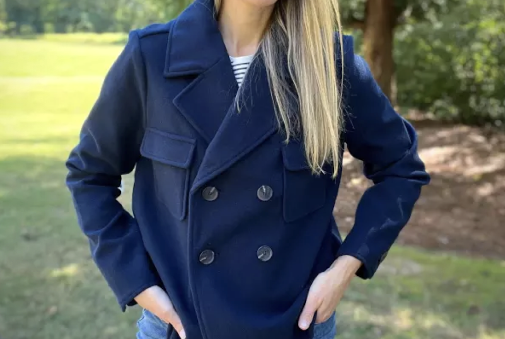 woman wearing Croft & Barrow Double Breasted Jacket