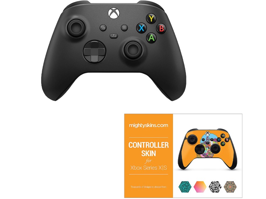 black xbox wireless controller and skin box