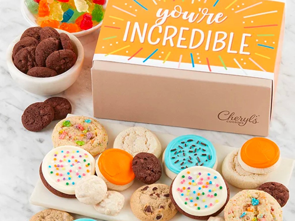 you're incredible cheryls box next to plate full of cookies