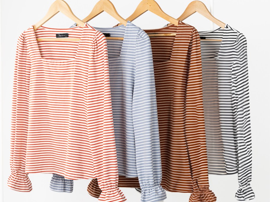 four striped shirt on hanger 