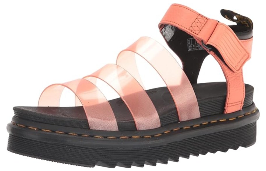 black and coral color Dr Martens jelly sandal