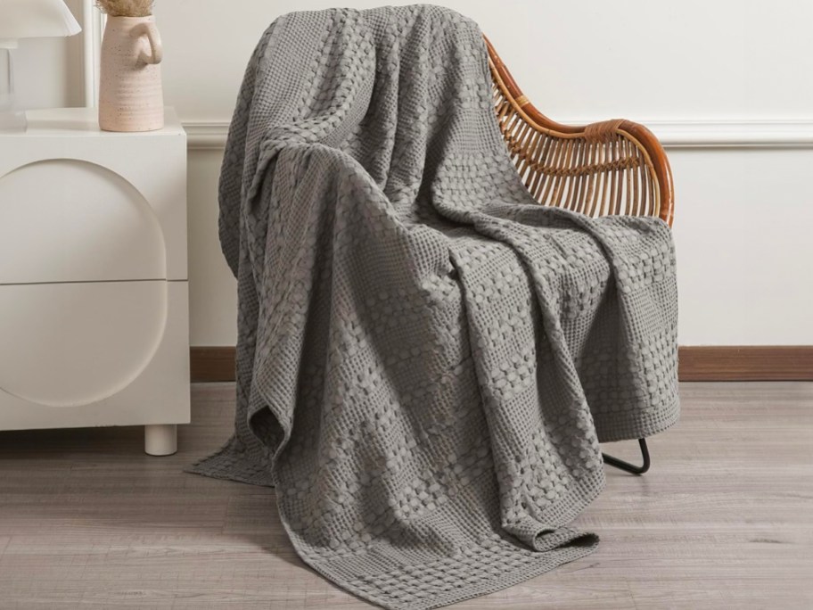 100% Cotton Waffle Weave Throw Blanket