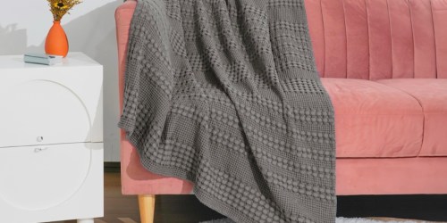 100% Cotton Waffle Weave Throw Blanket Only $17.99 on Amazon | Over 10,000 5-Star Reviews!