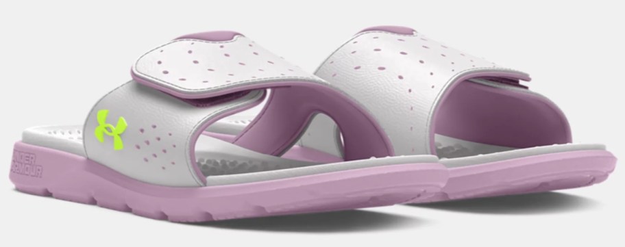 light purple white and yellow Under Armour women's slide