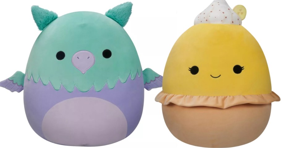 Purple and Green Squishamallows Griffin and Lemon Meringue Pie Large Plushes 