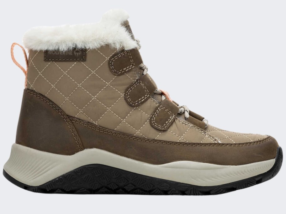 tan, brown and black women's insulated Wolverine boot
