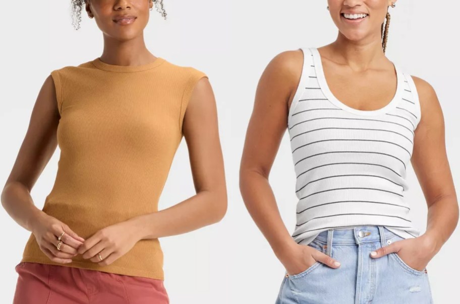 A New Day Women's Ribbed Muscle Tank Top and Universal Thread Women's Slim Fit Tank Top