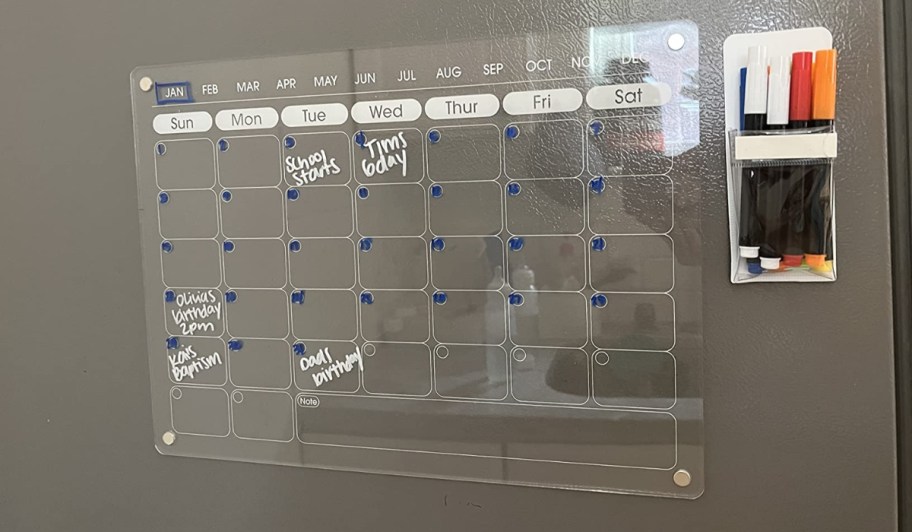 magnetic acrylic fridge montly calendar