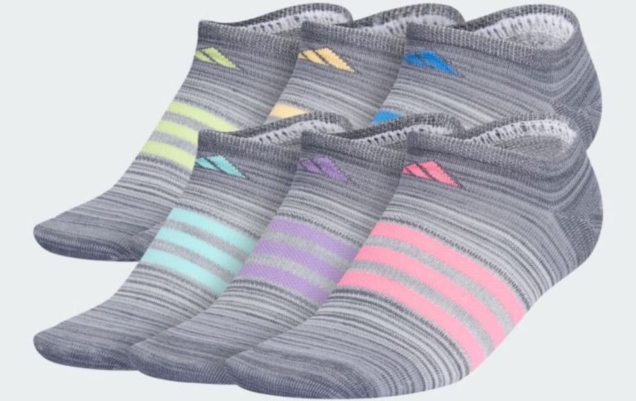 Adidas Girl's Superlite Ombre 2.0 No-Show Socks 6-Pack