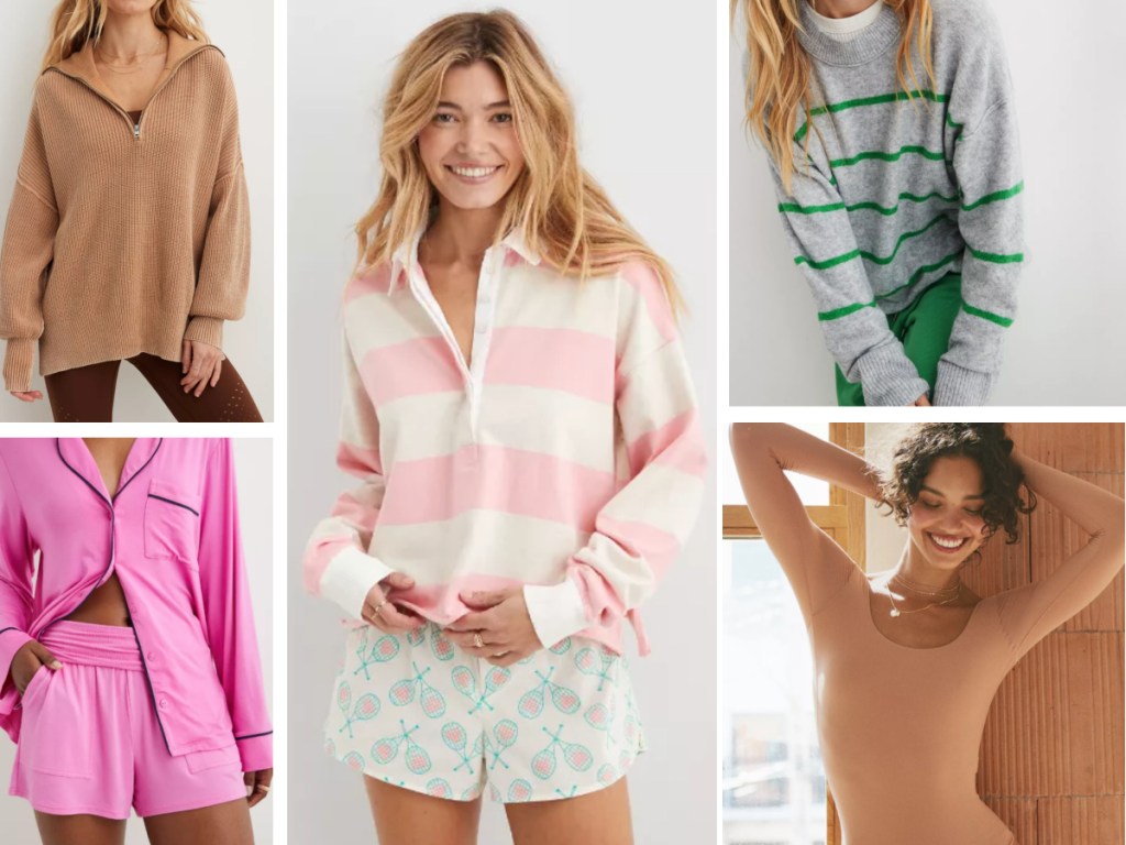 trendy aerie clothing items including tops and shorts