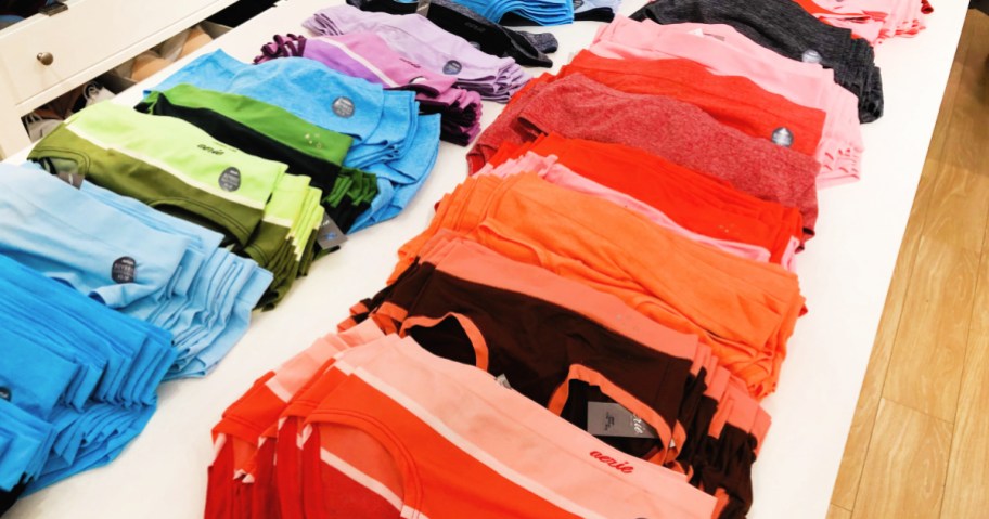 colorful women's underwear on white display table