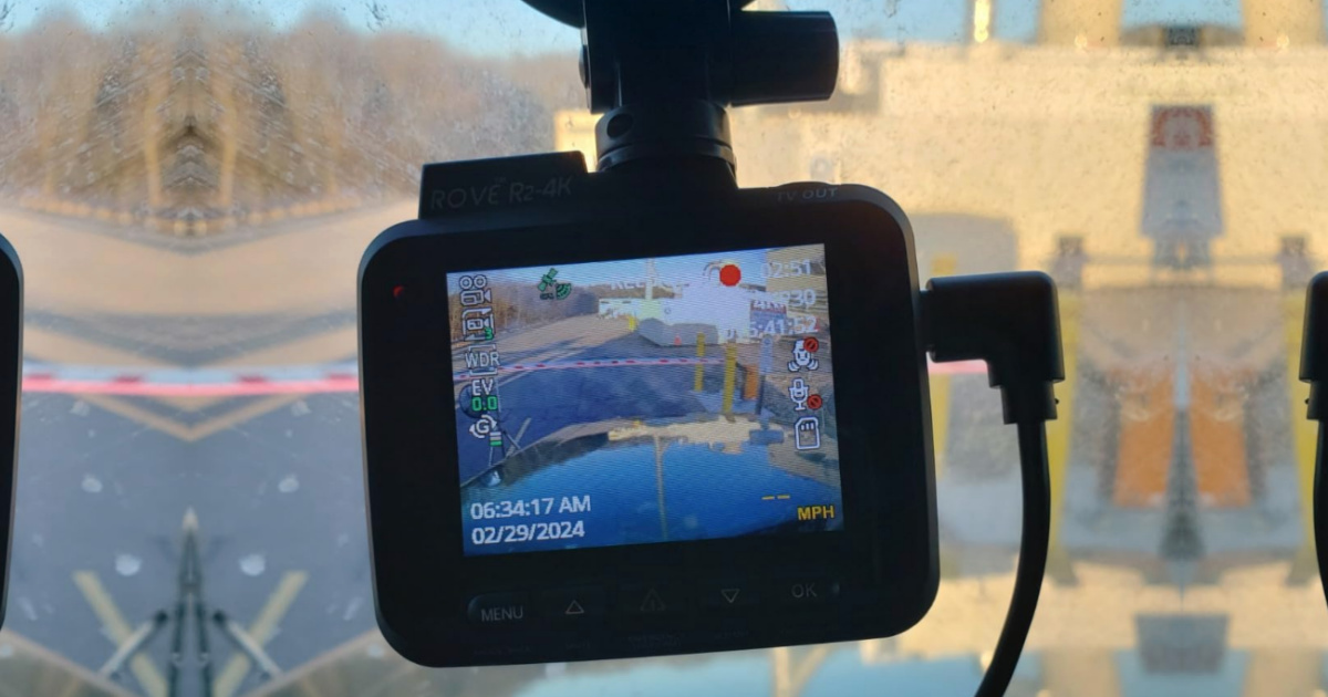 dash cam attached to windshield