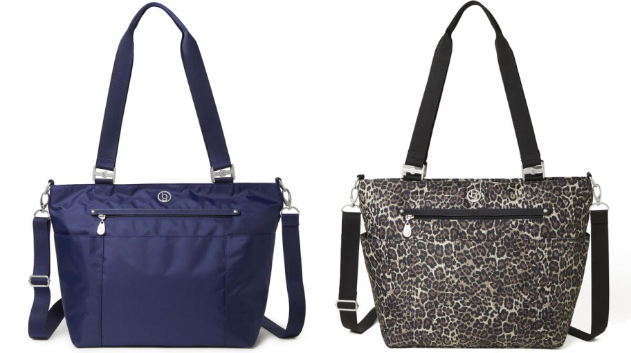 navy blue and leopard print tote bags