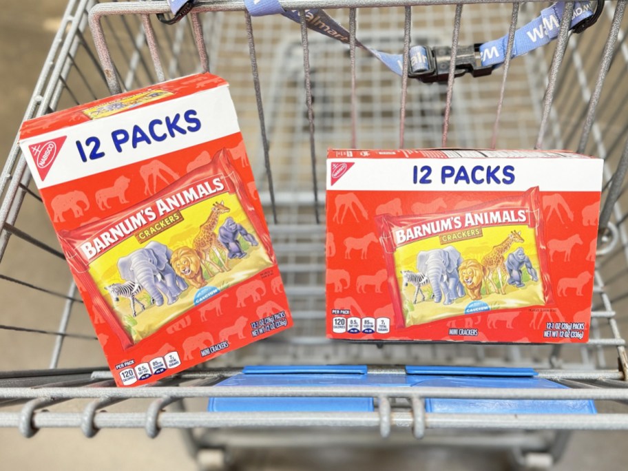 two boxes of Barnum's Original Animal Crackers in shopping cart