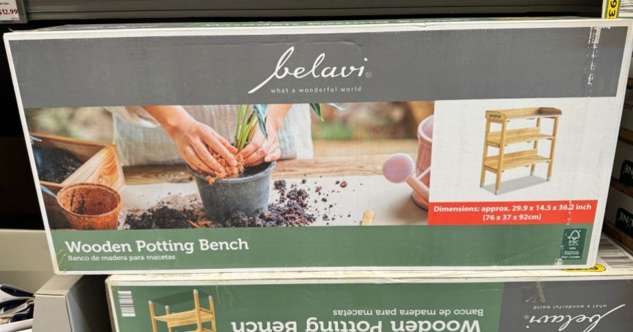 Belavi Wooden Potting Bench in a box 