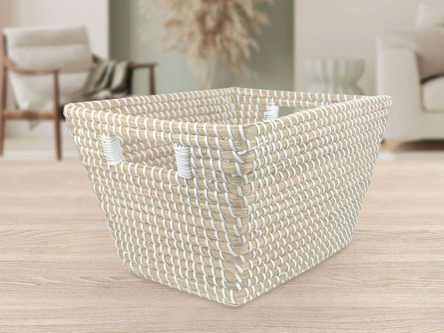 Belle Maison Tapered Seagrass Basket in living room