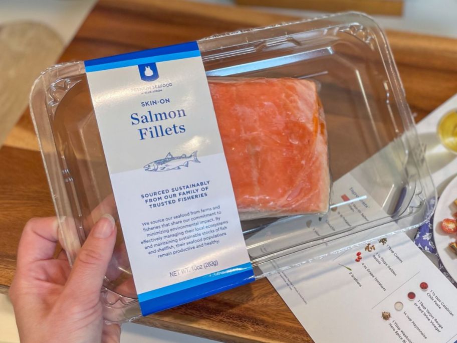 A pack of Blue Apron Salmon
