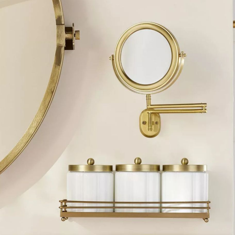 a wall mounted swivel magnifying mirror