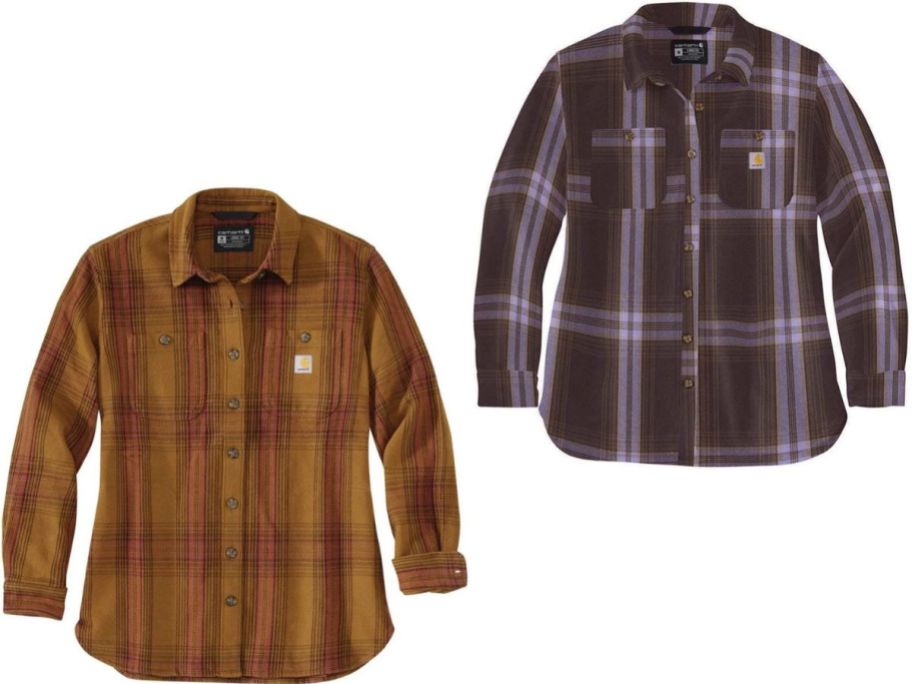 Stock images of 2 women's Carhartt button down shirts