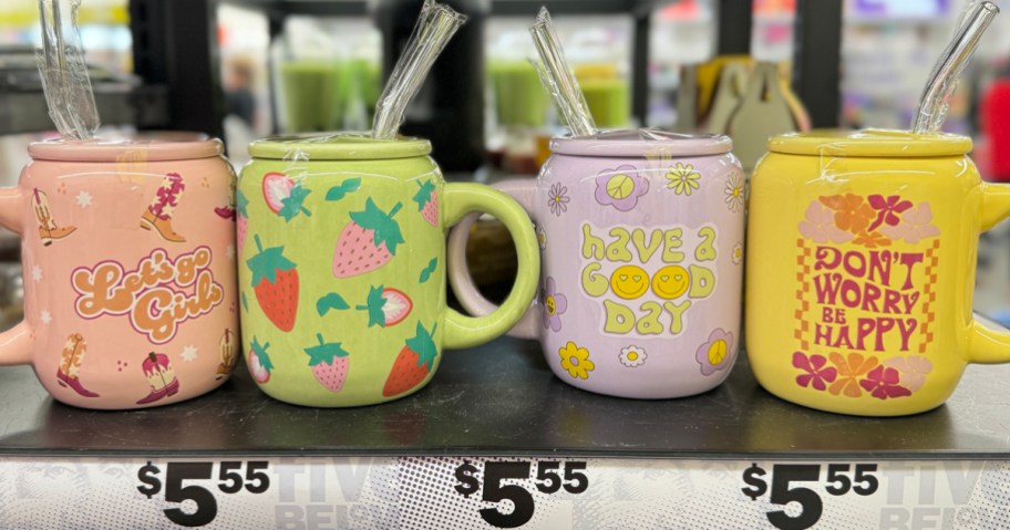 Ceramic Mugs with Glass Straw at Five Below 